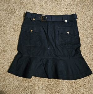 Tory Burch Navy Mini Skirt with Gold Details
